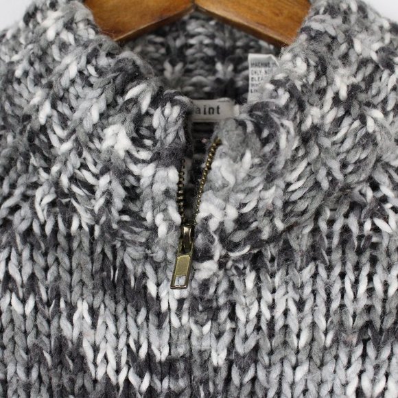 Red Paint Full Zip Knit Sweater - Picture 2 of 5